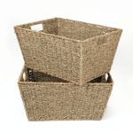 2 X Large Seagrass Shelf Storage Hamper Basket / Floor Basket