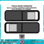 Universal Half Sliding Clamp In Bunk Windows With FLY SCREENS - PAIR