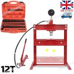 12 Ton Hydraulic Shop Press Garage with Pump & Cylinder & 52 Bearing Bush Driver