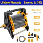 2025 Free Standing Garden Watering Hose Reel with 15/25m/30 Hose & Fittings