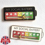 Metal My Social Battery Mood Brooch Pin Funny Interactive Enamel Badge Pins Gift