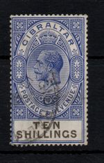 Gibraltar KGV 1925 10/- ultramarine SG106 fine used WS46794