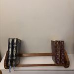 Vintage Wooden Book Rack Stand Double Rail Desktop Book Holder