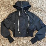 RICK OWENS DRKSHDW DS02C5720-BR CROPPED ALICE SPLIT HOOD BOMBER PARKA JACKET
