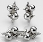 Vintage Mexico 925 Sterling Silver Modernist Brooch & Earrings Set Signed ETD