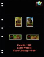 $3.65 Scott Value - 1972 ZAMBIA Wildlife African Elephant Cheetahs CV MNH NH UMM