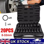 20PCS Deep Impact Socket Set 1/2 Inch Drive Metric 8 - 32mm Metric for Car Truck