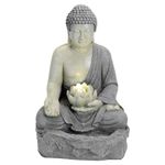 Buddha Water Feature LED Lights Mains Powered Garden Fountain Ornament