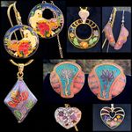 Vintage Cloisonné Jewelry Lot—3 Pair Earrings 4 Necklaces—Enamel Birds Floral