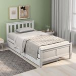 Single Bed Frame !SALE! Wooden Solid Pine Storage Bed with Drawers White Bed
