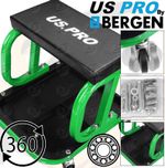 US PRO Mechanics Roller Seat Padded Creeper Rolling Stool Part Tray Tool Storage