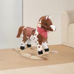 Baby Rocking Horse Wooden Plush Children Ride On Toy for Aged 1–3 Seat Xmas Zzfy