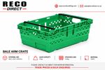50 X GREEN USED BALE ARM CRATE / STACKING CRATE 600 x 400 x 200mm , STORAGE