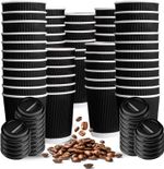 Black Ripple Disposable Coffee Cups with Lids Insulated Triple Walled Takeaway