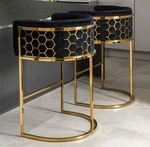 Luxury Milan Grey Pink Black Velvet Bar Stool Dining Chair Stunning New