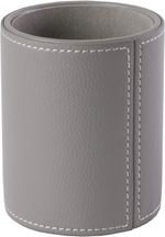 Osco Faux Leather Pen Pot, Desk Pencil Holder with Wipe-Clean Finish, Grey 