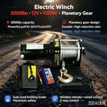 Electric Car Winch 12V 3000lb w/ Rope Wireless Remote Control Trailer Towing