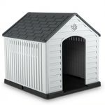 Large Dog House Waterproof Plastic Pet Shelter with Air Vents Grey