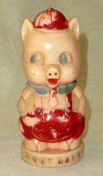 Delightful Vintage Hard Plastic Piggy Bank Made For Merit Plastic Toys 1950's