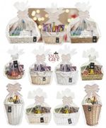 MAKE YOUR OWN HAMPER WICKER WINE BASKET CELLOPHANE WOOD WOOL BOW XMAS GIFT SET