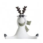 Deer Figurine White Body Decorative Deer Ornament Dark Antlers