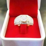 1 CT Diamond Cluster Men's Pinky Wedding Ring 14K Yellow Gold Finish Size M-T