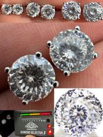 Mens Ladies Real Portuguese Cut Moissanite Stud Earrings 925 Silver 1-4ct VVS D