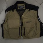 Vision Men's XL Kahki/Black fly Fishing Vest  light weight Lots of pockets VVGC.