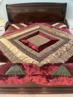 Velvet Paisley Turkish Design Comforter Throw - Burgundy, Gold And Olive M&S