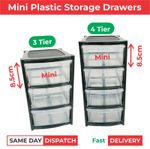 3/4 Tier Mini Plastic Storage Drawers Tower Unit For School Office Home Desktop