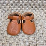 Myggpp 3-6mo Baby Girl Orange Brown Mary Jane Faux Leather Shoes Retro Size 2