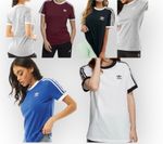 Women Adidas Originals 3 Stripes Cotton T-shirt Crew Neck Short Sleeve S-XXL