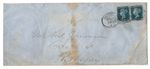 GB QV 1855 2d blue pair SG27 cover tied with Liverpool Spoon Cancel WS43798