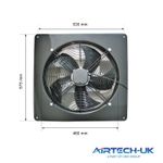 Plate Axial Extractor Ventilation Fan 4E-450mm 220V/50Hz 155/250W 1350 RPM