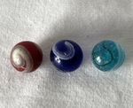 3 x Different, Worn ~43/64" Vintage Machine Made Glass Marbles #A547