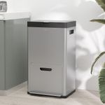 3 Compartment Kitchen Bin, Stainless Steel Pedal Bin for Recycling and Waste