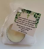 10 x Botanical theme CHRISTENING / BAPTISM FAVOURS vanilla candle tealights