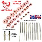 Sioux Valve Seat Grinding Wheels 24 Pcs with 11 Pcs Pilots  + Stone Holder 2x UK