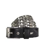 Vegan Triple Studded Belt Black and Silver - Lowlife