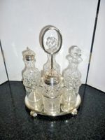 Vintage Cut Crystal Epns Cruet ser with silver Spoon