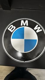 BMW Enamel Garage Sign 30cm Round Classic Car Automobilia Workshop Display