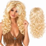 Dolly Womens Curly Blonde Wig Country Star Fancy Dress Costume Hen Do Parton Lot