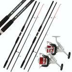 2 x 14ft BEACHCASTER RODS AND REEL SET BEACH CASTER RODS 14ft 20lb LINE ON REELS