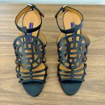 Ralph Lauren Collection Black Leather Strappy Ankle Strap Stiletto 7B 