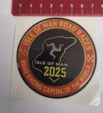 Isle of Man TT Races - DOMED sticker/badge 70mmm - Black and Red border 2025