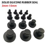 Hole Plug End Cap Round Solid Silicone Rubber Blanking Seal Bung 3mm-15mm Black