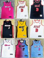 Miami Heat 3 Mens Short Sleeve T-Shirt Top Stitched S-XXL