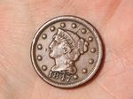 1847 US United States America Large Braided Hair One Cent 1c Coin #CL14
