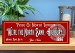 Personalised Arsenal fans Football Sign Wooden Plaque  Bar Wall RFP039