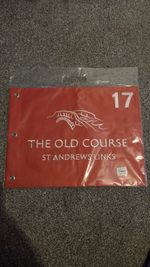 Old Course St Andrews Links Pin Flag Red Scotland Swilcan Bridge #17  17x13 NEW